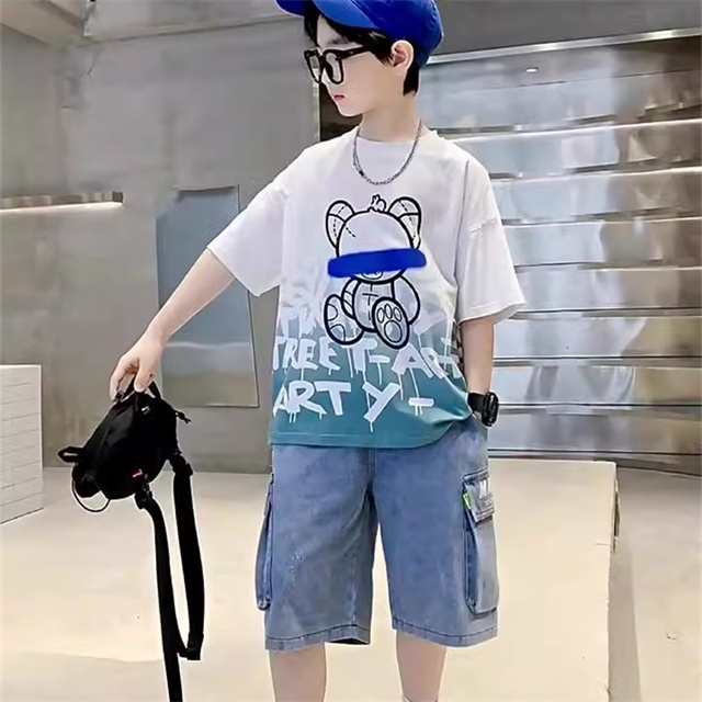 夏服 子供服男の子 セットアップ おしゃれ 半袖 tシャツ デニムパンツ